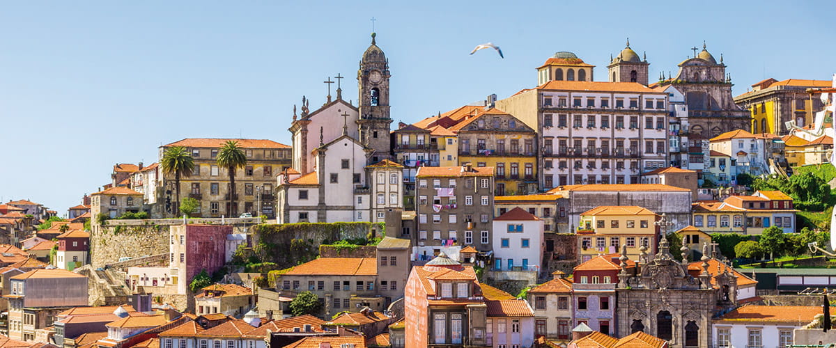 Buildings in the old town of Oporto, Portugal